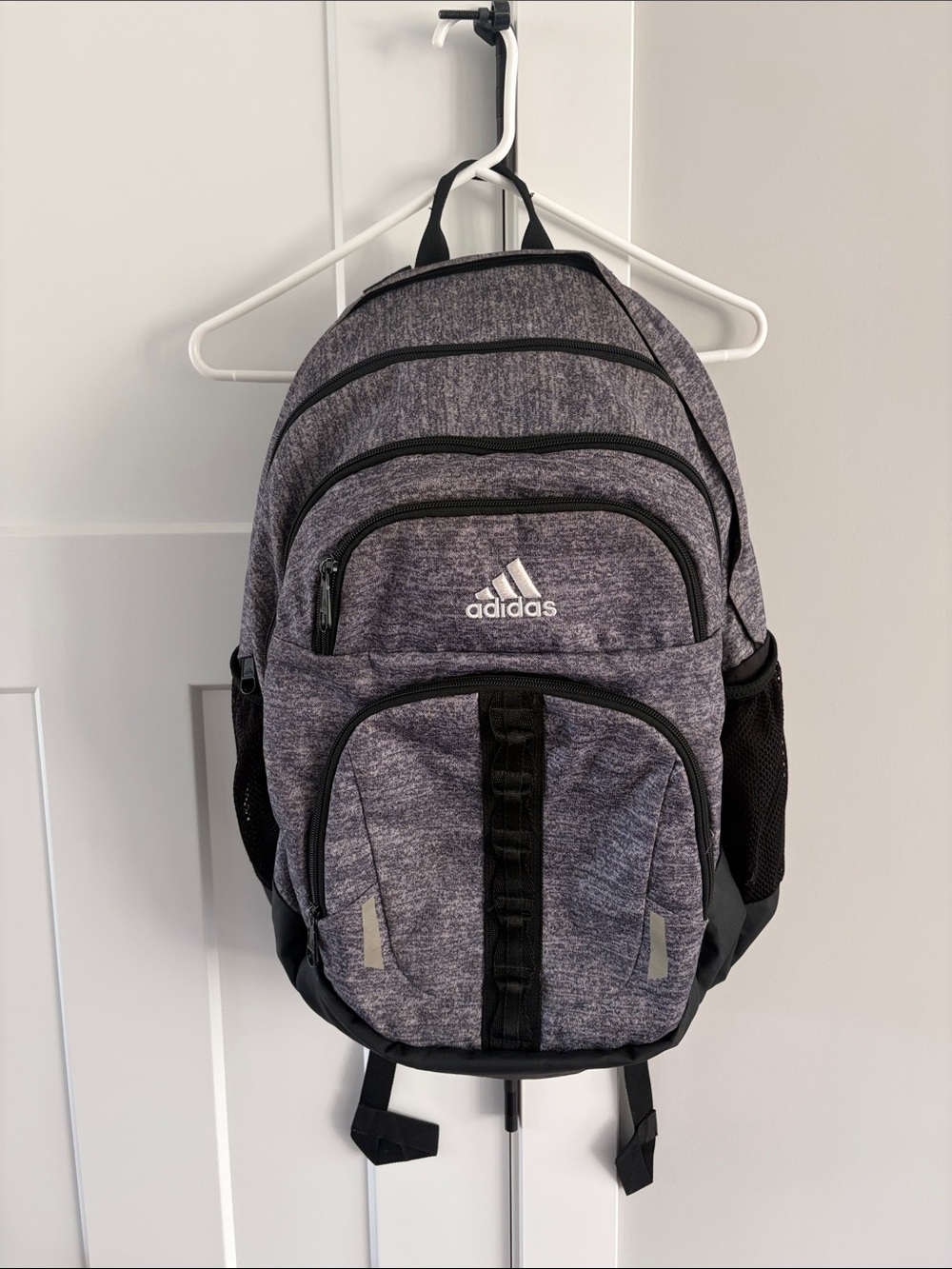 adidas Heather Gray Multi-Pocket Backpack with laptop sleeve